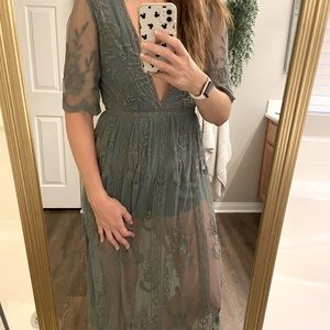 Olive lace romper